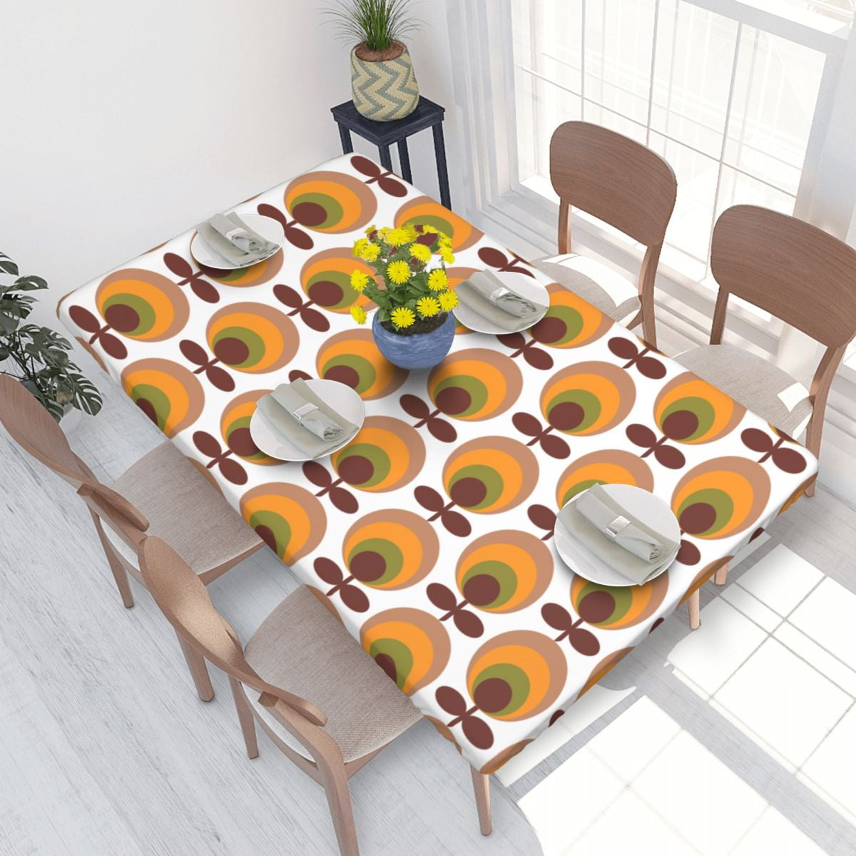 Table Cover Linear Stem Cream Orla Kiely Pattern Rectangular Tablecloth