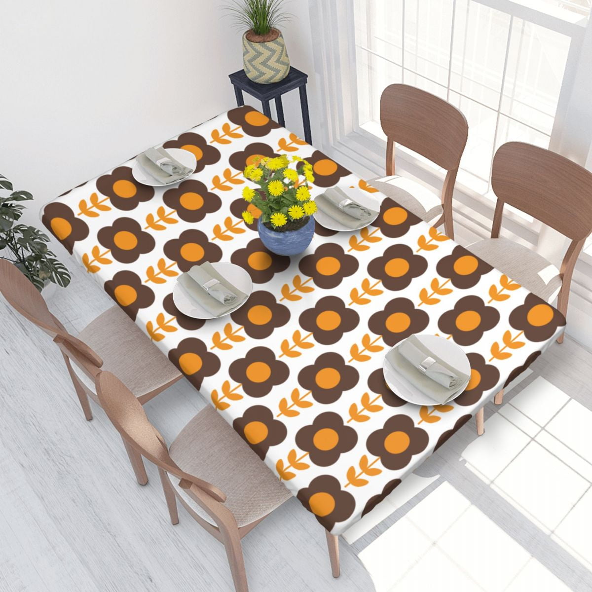 Table Cover Linear Stem Cream Orla Kiely Pattern Rectangular Tablecloth