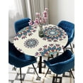 thumbnail image 1 of Table Cover Mandala Bohemian Round Elastic Edged Protector Cloth Waterproof Polyester Tablecloth Re, 1 of 5