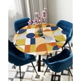 thumbnail image 1 of Table Cover Medieval Abstract Geometric Classic Blue Round Rectangle Waterproof Elastic Tablecloth H, 1 of 5