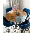 thumbnail image 1 of Table Cover Oil Painting Abstract Geometric Brown Round Waterproof Tablecloth Elastic Table Cloth Co, 1 of 5