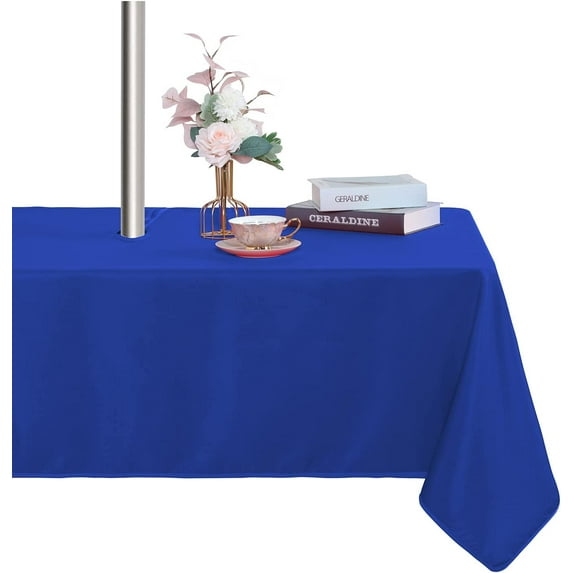 Table Cover Outdoor and Indoor Tablecloth - Washable Waterproof Wrinkle Free Table Cloth with Zipper and Umbrella Hole for Spring/Summer/Party/Picnic/BBQS/Patio Beige 60x84 inch