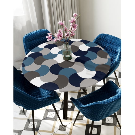 Table Cover Plaid Rectangle Round Orange Red Round Rectangular Waterproof Elastic Tablecloth For Ki