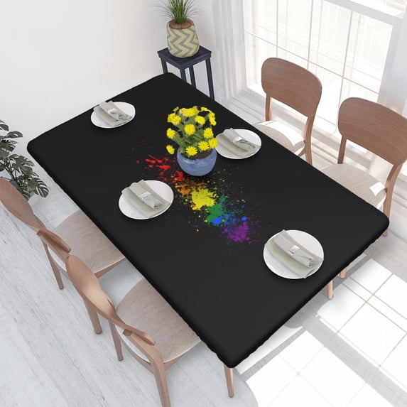 Table Cover Rectangular Elastic Edged Tablecloth Fit 4FT Table Cloth LGBT s