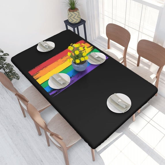 Table Cover Rectangular Elastic Edged Tablecloth Fit 4FT Table Cloth LGBT s