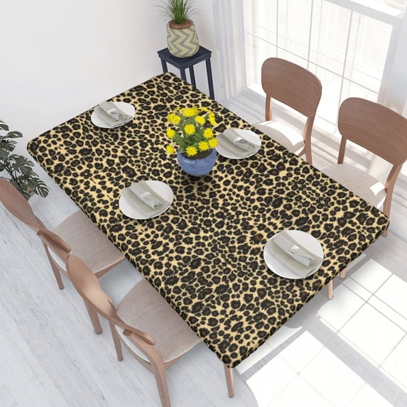 Table Cover Rectangular Oilproof Leopard Leather Texture Tropical Wild Animal Table Cloth 4FT Tabl