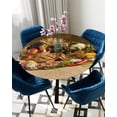 thumbnail image 1 of Table Cover Retro Country Style Fruit Food Round Elastic Edged Protector Cloth Waterproof Polyester, 1 of 5