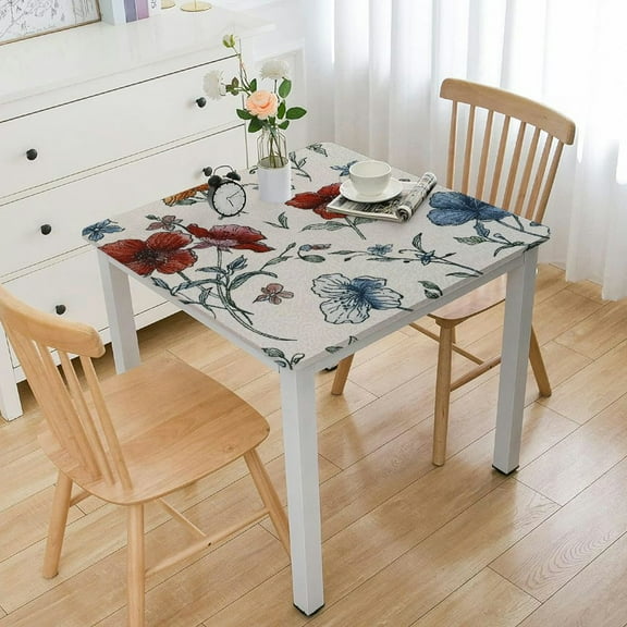 Table Cover Reusable Oilcloth Tablecloths Square Waterproof Spillproof Wipeable Card Table Cloth Small Square Tablecloth for Square Table