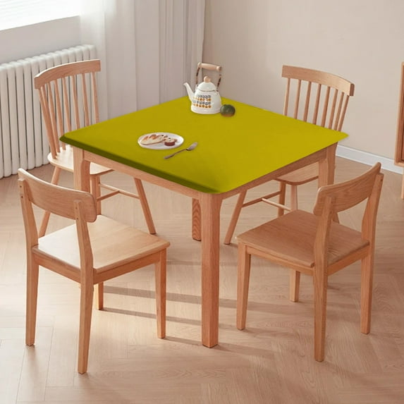 Table Cover Square Table Cover Stretch 34x34 Inches Elastic Tablecloth Polyester Desk Protector Spill Resistant Washable Dining Mat Stretch Tablecloth