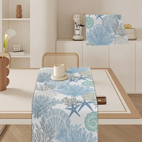 Table Cover Square Tablecloth Coastal Beach Tablecloth Sea Animals Summer Theme Nautical Sea Satrfish Theam Summer Ocean Home Decor For Table Dining Room Kitchen