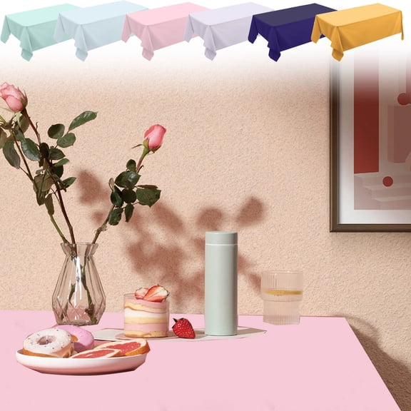 Table Cover Tablecloth Plastic Rectangle Party Cloth, Large Disposable Wipe Clean Hygienic Design for Easy Maintenance and Event Dining, Topliu