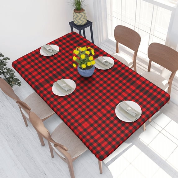 Table Cover Tartan Plaid Rectangular Tablecloth Waterproof 4FT Table Cloth Geometric Gingham Check