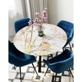 thumbnail image 1 of Table Cover Teal Gradient Flower Plant Bird Round Elastic Edged Protector Cloth Waterproof Polyeste, 1 of 5