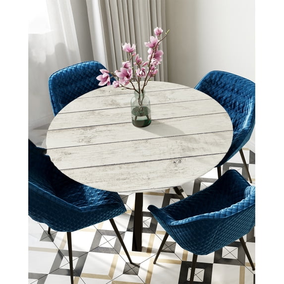 Table Cover Vintage Wood With Brown Texture Round Rectangular Waterproof Elastic Tablecloth For Kit