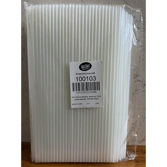 Table Craft 10 L X 5Mm W Unwrapped Natural Color Plastic Straws 300Pcs Free Sh