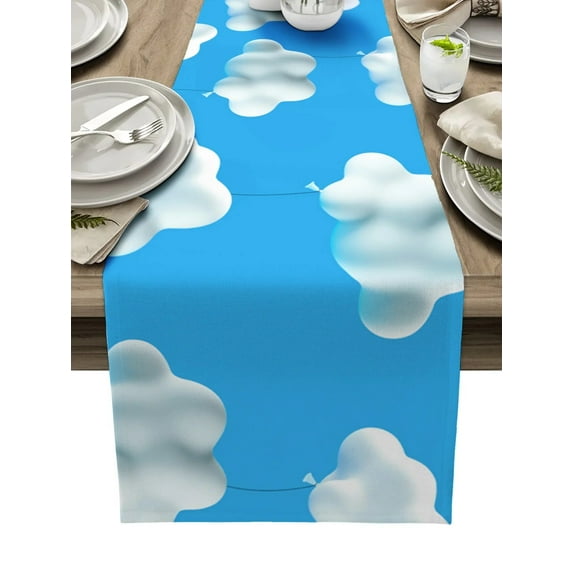 Table Decor Table Runner Cloud Balloon Egg Cute Pattern Coffee Cover Cloth Wedding Party Restaurant Tablecloth