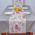 thumbnail image 1 of Table Decor Table Runner Flower Pink Leaves Retro Art Pattern Coffee Table Cover Cloth Wedding Party Restaurant Table Runner, 1 of 3
