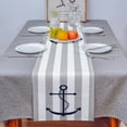 thumbnail image 1 of Table Decor Table Runner Grey Stripes Anchor Pattern Coffee Table Cover Cloth Wedding Party Restaurant Table Runner, 1 of 3
