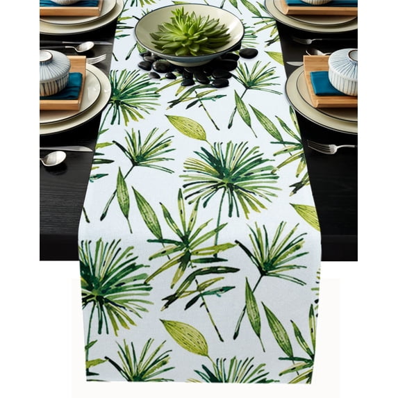 Table Decor Table Runner Summer Tropical Palm Tree Pattern Coffee Table Cover Cloth Wedding Party Restaurant Table Runner