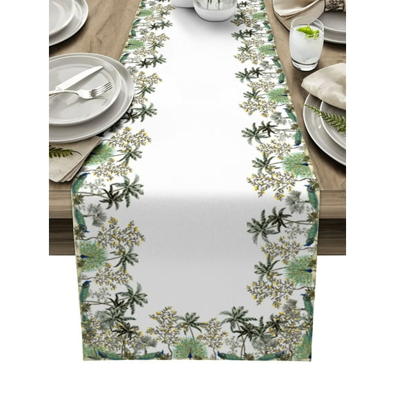 Table Decor Table Runner Summer Tropical Palm Tree Pattern Coffee Table Cover Cloth Wedding Party Restaurant Table Runner