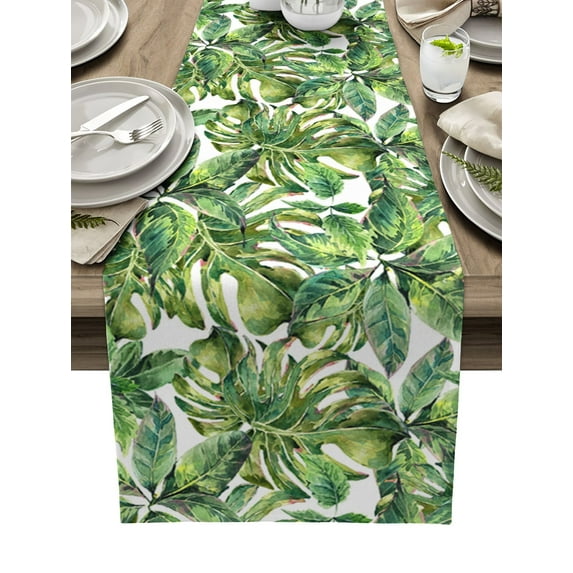 Table Decor Table Runner Summer Tropical Palm Tree Pattern Coffee Table Cover Cloth Wedding Party Restaurant Table Runner