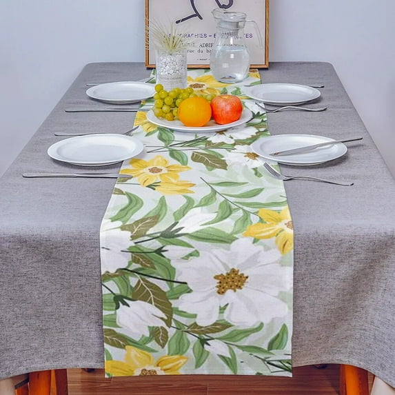 Table Decor Table Runner Tropical Plants Flowers Pattern Coffee Table Cover Cloth Wedding Party Restaurant Table Runner