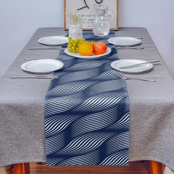 Table Decor Table Runner Wave Pattern Geometry Pattern Coffee Table Cover Cloth Wedding Party Restaurant Table Runner