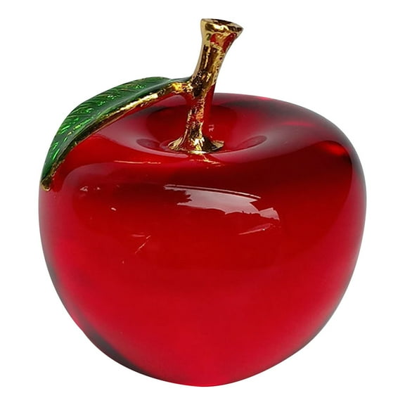 Table Decoration Apple Lifelike Statue Crystal Car Interior Ornament Centerpiece Gift for Her Desktop Red