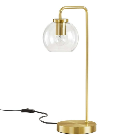 Table Desk Lamp, Gold, Glass, Metal, Modern Contemporary Mid-Century Farmhouse, Mid Century Living Kitchen Cafe Bistro Restaurant Hospitality