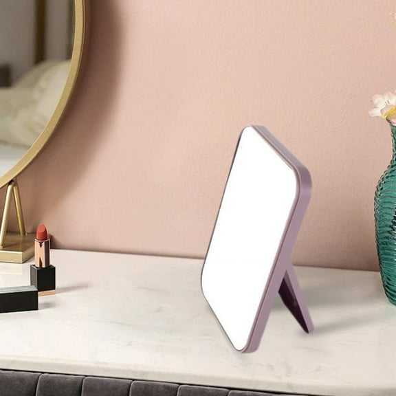 Table Desk Vanity Makeup Mirror, Portable Small Mirror Female, with Foldable Stand, Tabletop Mirror Standing Cosmetic Mirror Rectangular Folding Vanity Mirror with Stand for Dormitory Bedroom