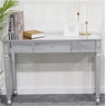 thumbnail image 1 of Table Dressing Table Vanity Table with 3-Drawers and Mirror Dressing Table Console Table Mirror Writing Desk Easy Assemble,106x38x76cm,Silvery Makeup Dressing Table (Silvery), 1 of 8