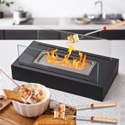 EAST FLAME Black Metal Tabletop Fire Pit   Indoor/Outdoor Use for Garden, Patio, Balcony   Decorative Mini Fireplace, Gift for Christmas