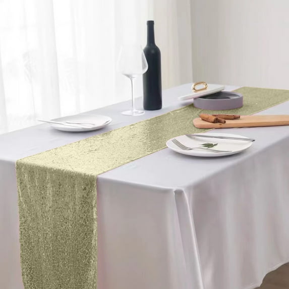 Table Flag Glitter Wedding Table Runner, Sequin Sparkle Party Decoration, Banquet Table Accent, Multicolor Polyester for Weddings, Birthday, Holiday Events