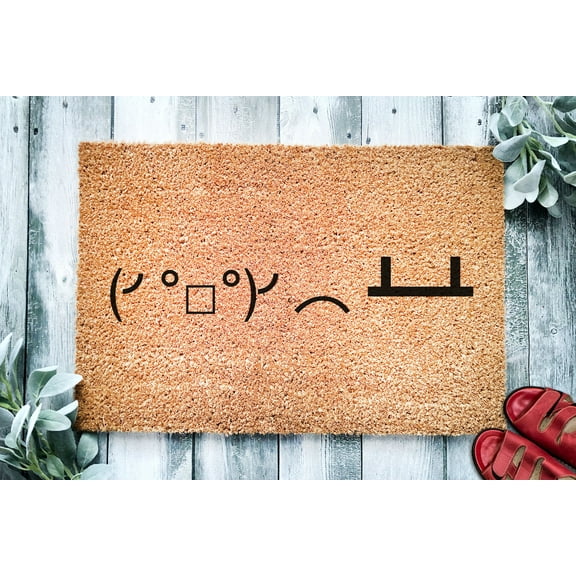 Table Flip Doormat | Funny ASCII Unicode Meme Doormat | Welcome Mat | Funny Door Mat | Funny Gift | Home Doormat | Funny Front Door Rug