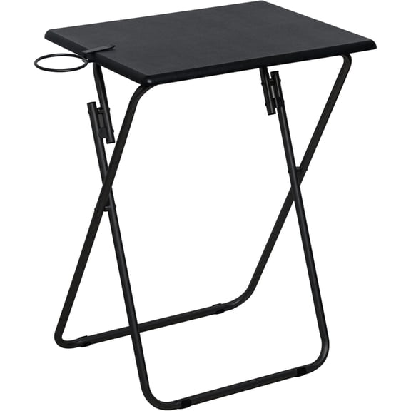 Table, Folding TV Dinner Table, Portable TV Tables for Living Room for Eating, Heavy Duty Foldable Side Table for Eating on Couch&Sofa, Black