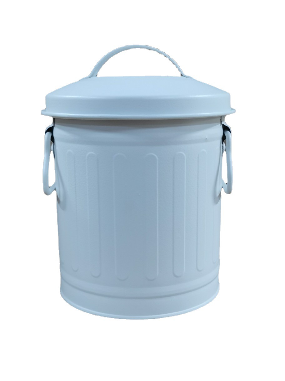 Table Garbage Bucket Metal Trash Can Table Waste Bin with Lid Small