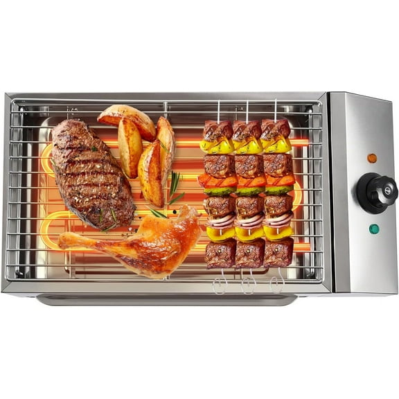 Table Grill, 11 x 18 x 4In 1800W Electric Griddle Indoor Grill, Non-stick Grill, Fast Heating, 122-302 Adjustable Temperature for Family and Commercial(8.3Lbs)