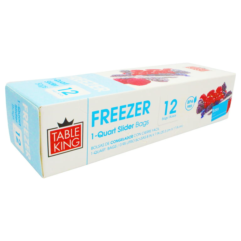 Table King BPA Free Freezer Bags, 1-Quart Easy Slider, 4 PACK (48 Count)
