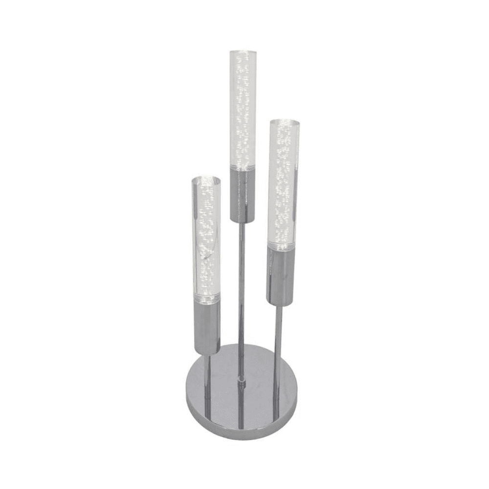 Modern Silver Acrylic Tube Table Lamp Set with Chrome Finish