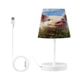 thumbnail image 1 of Table Lamp Adjustable 3 Color & 10 Brightness Levels Desk Lamp Linen Shade USB Powered for Bedrooms and Bedside Tables Cute Pig with Sunflower Field Small, 1 of 7