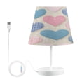 thumbnail image 1 of Table Lamp Adjustable 3 Color & 10 Brightness Levels Desk Lamp Linen Shade USB Powered for Bedrooms and Bedside Tables Gingham Heart-shaped Pattern Medium, 1 of 7
