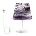 thumbnail image 1 of Table Lamp Adjustable 3 Color & 10 Brightness Levels Desk Lamp Linen Shade USB Powered for Bedrooms and Bedside Tables Light Purple and Black Floral Medium, 1 of 7