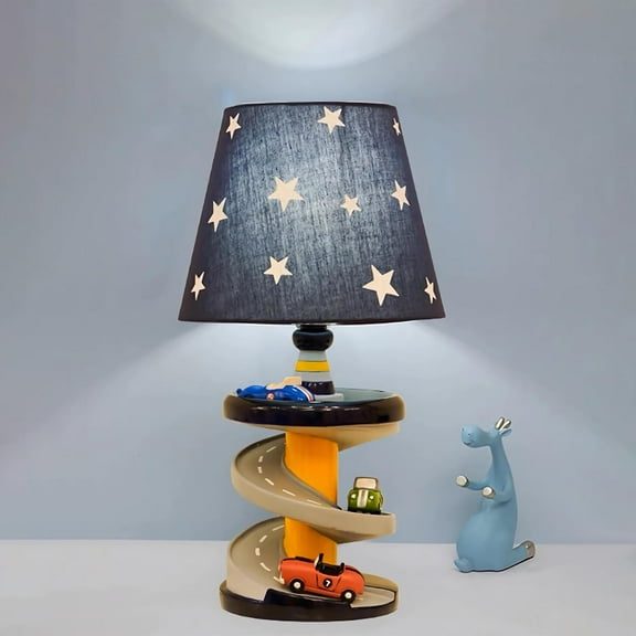 Table Lamp, Adorable 14 Inch Racing Road Style Kids Desk Lamp, Car Bedside Lamp Ideal for Children's Bedroom Decor, Includes LED Bulb, speed track, HB-LFL905