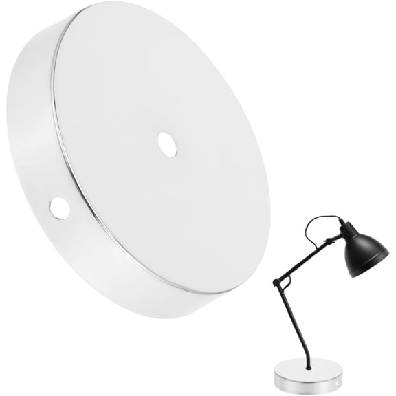 Table Lamp Base Round Metal Lamp Base for DIY Light Parts Flat Bottom Stand with Wire Pass-Through Display for Ball Crafts and Led Lights 4.56 X 4.56 X 0.98 in