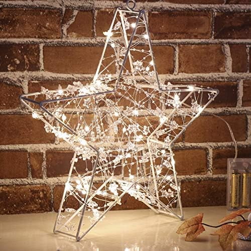 Table Lamp Battery Operated with Timer Star Shaped Light Home Decor for Birthday Gift Living Room Warm White Bright Light Iron Wire Romantic Festival Decoration$$Tools & Hardware Other