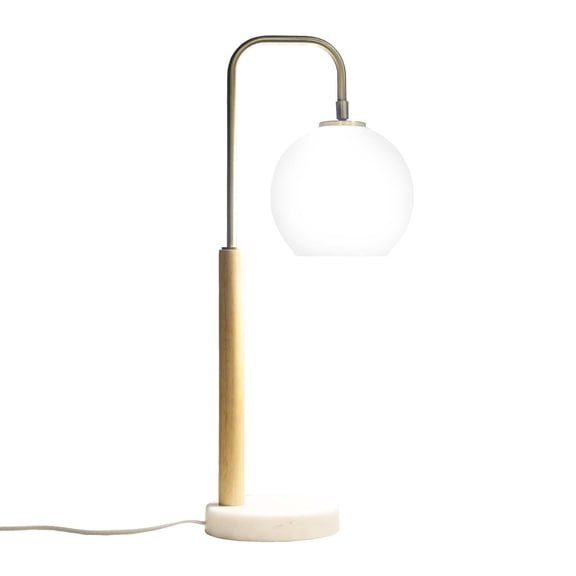 Table Lamp Bedroom Table Lamp Nordic Home Creative Romantic Warm Marble Study Room Desk Bedside Lamp, Auris White Globe Lampshade Table Lamp with Marble Base 110V,Bedroom Lamp