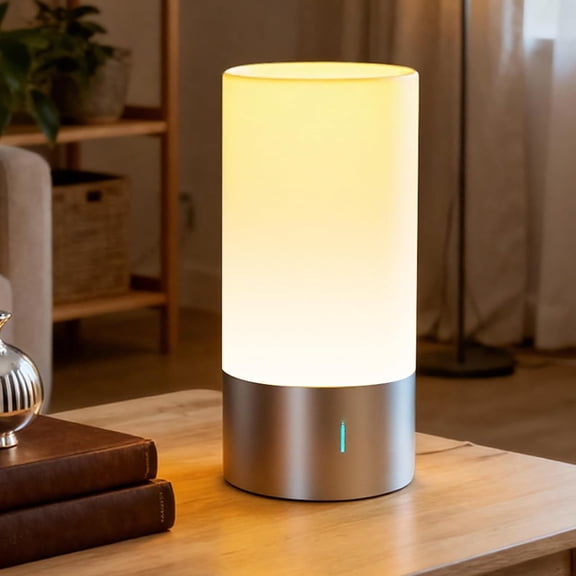 Table Lamp, Bedside Touch Control Lamp for Bedroom 3 Level Dimmable Warm White Lights with 256 RGB Color Mode Modern Deisgn Smart Nightstand Desktop LED Lamps Portable Read(Advanced)
