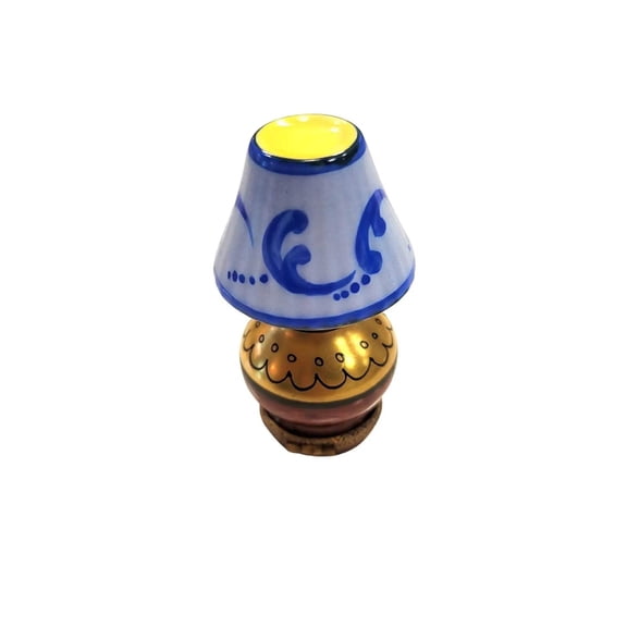 Blue Shade Limoges Box Lamp for Home Decor Limoges Box Porcelain Figurine