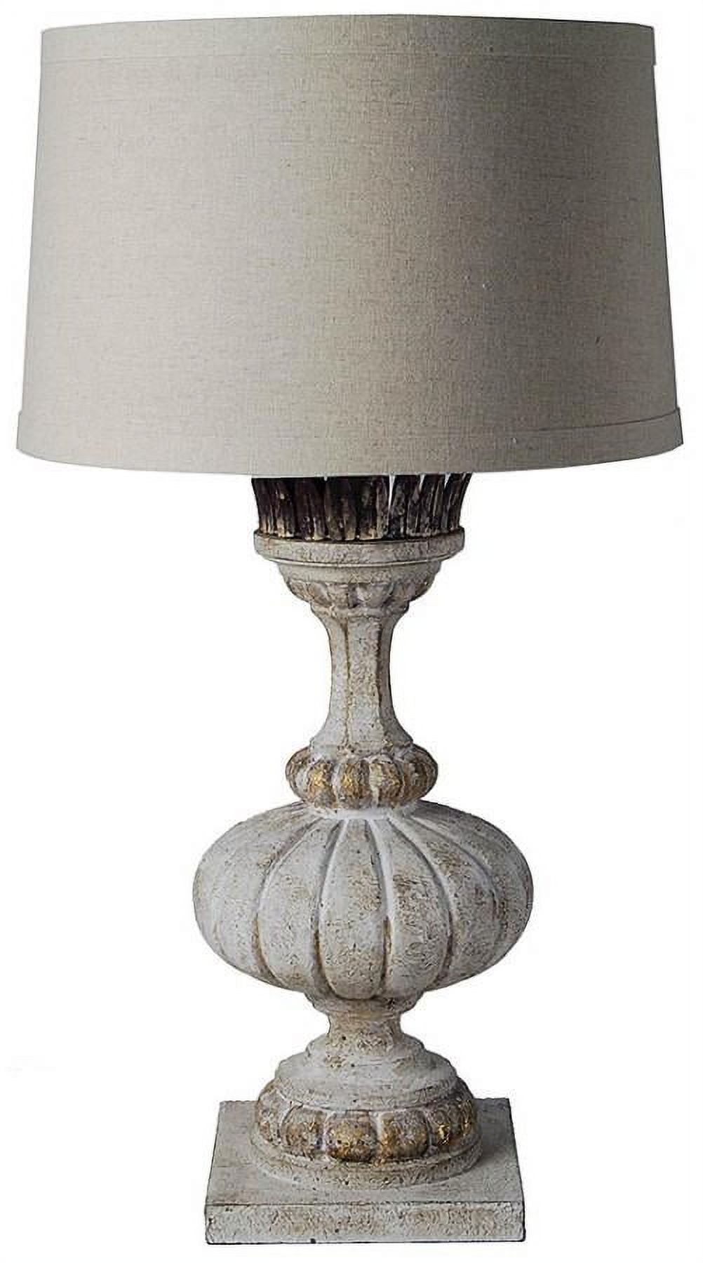 Table Lamp Cream Distressed Antique White Wood Hiroshi Hand-Carved ...