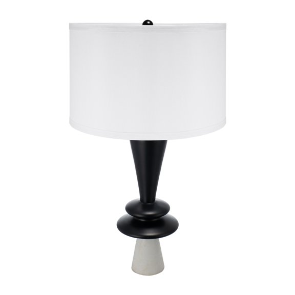 Table Lamp D15x26.7" Black Aluminum Table Lamp with Two Varying Disc Accents and White Shade(Lamp Shade Assembly Required),Bedroom Lamp